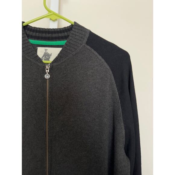 LinkSoul Golf Full Zip Sweater Mens L Dark Gray and Black Raglan Style Cotton - Picture 3 of 7